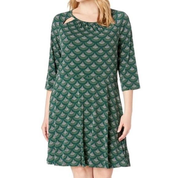 Michael Kors Peacock Dot Fit  Flare Dress